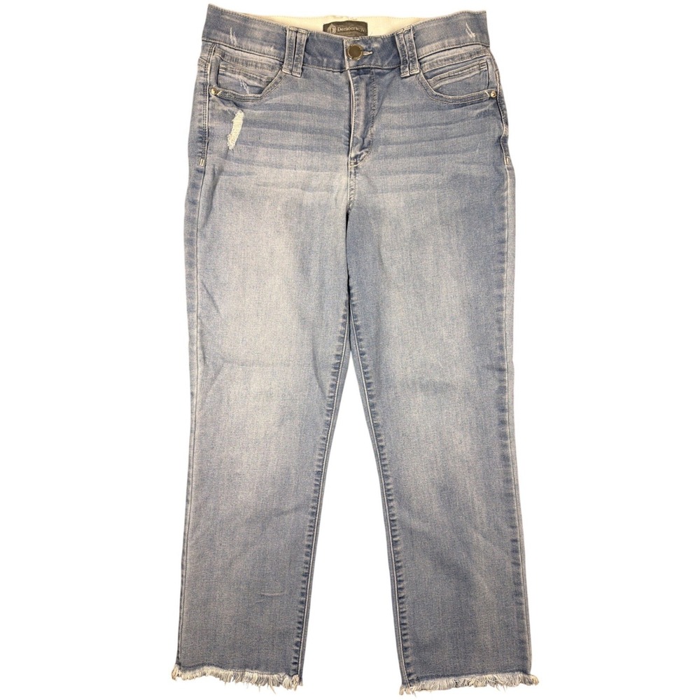 Democracy Absolution Light Wash Straight Leg Raw Hem Distressed Jeans Size 10